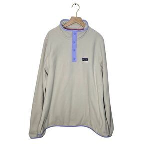 Patagonia Micro D Snap T Pullover Women’s Size Large Beige Purple Fleece